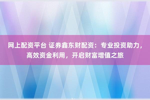 网上配资平台 证券鑫东财配资：专业投资助力，高效资金利用，开启财富增值之旅