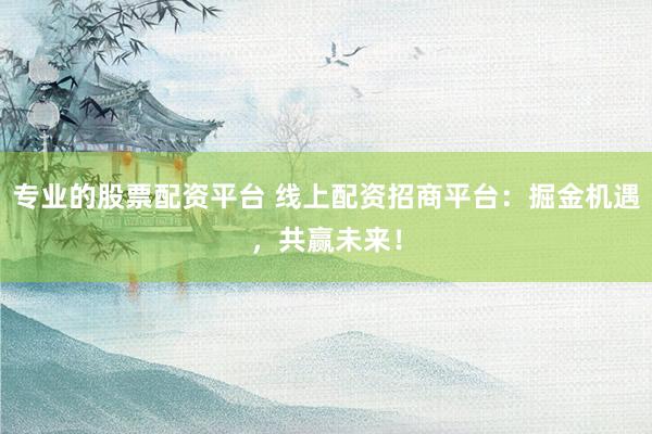 专业的股票配资平台 线上配资招商平台：掘金机遇，共赢未来！