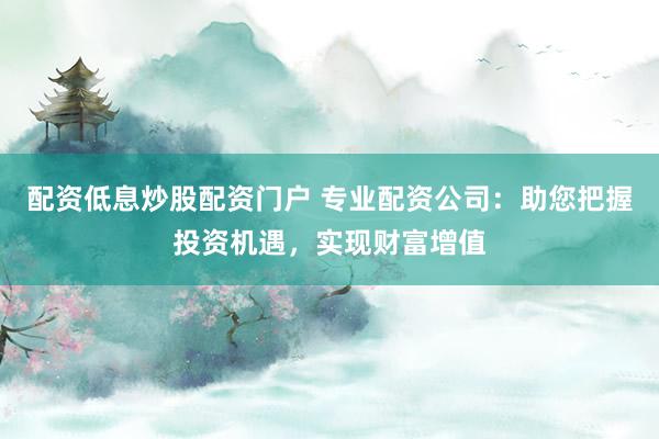 配资低息炒股配资门户 专业配资公司：助您把握投资机遇，实现财富增值
