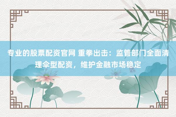专业的股票配资官网 重拳出击：监管部门全面清理伞型配资，维护金融市场稳定