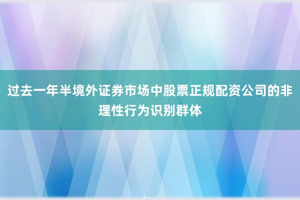 过去一年半境外证券市场中股票正规配资公司的非理性行为识别群体