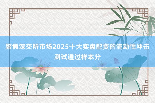 聚焦深交所市场2025十大实盘配资的流动性冲击测试通过样本分