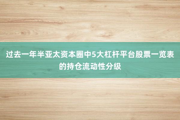 过去一年半亚太资本圈中5大杠杆平台股票一览表的持仓流动性分级