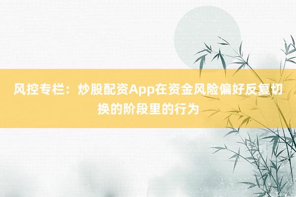 风控专栏：炒股配资App在资金风险偏好反复切换的阶段里的行为