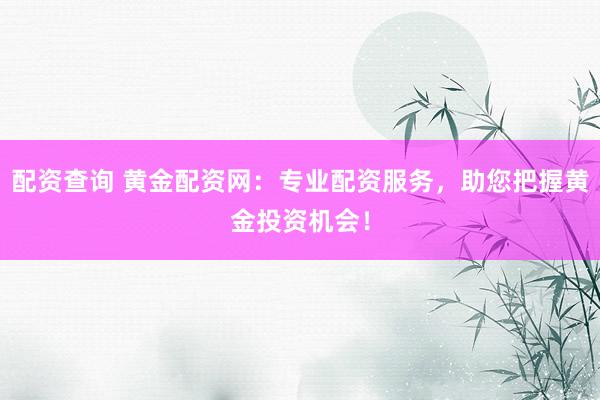 配资查询 黄金配资网：专业配资服务，助您把握黄金投资机会！