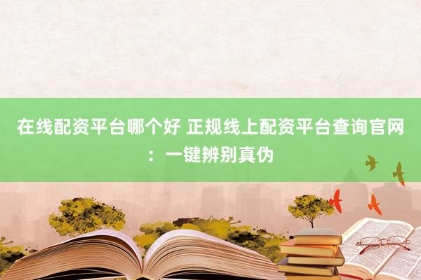 在线配资平台哪个好 正规线上配资平台查询官网：一键辨别真伪